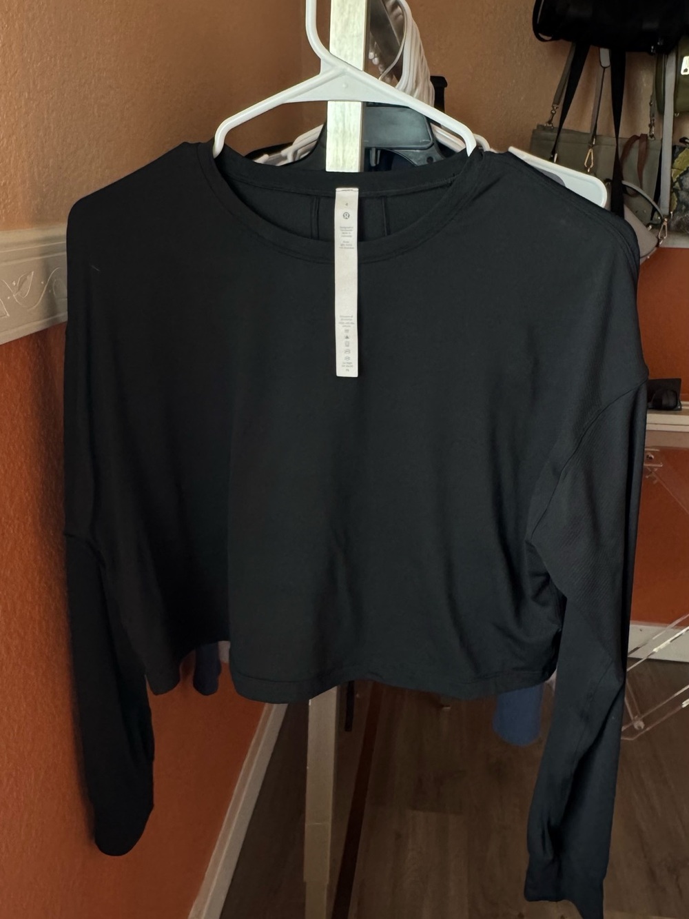 lululemon athletica Black Cropped Long-Sleeve Top